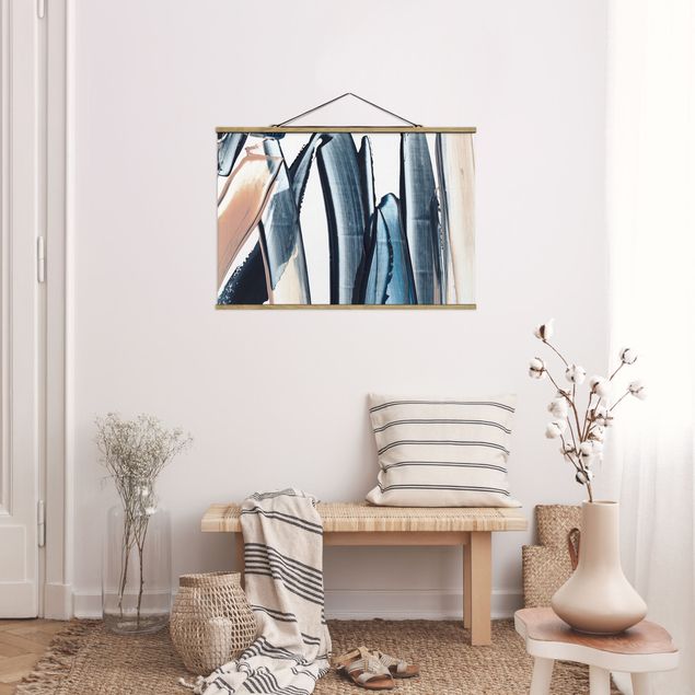 Foto su tessuto da parete con bastone - Strisce blu e beige - Orizzontale 3:2