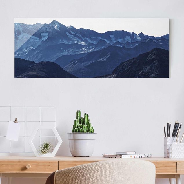 Lavagna magnetica in vetro Vista panoramica delle montagne blu