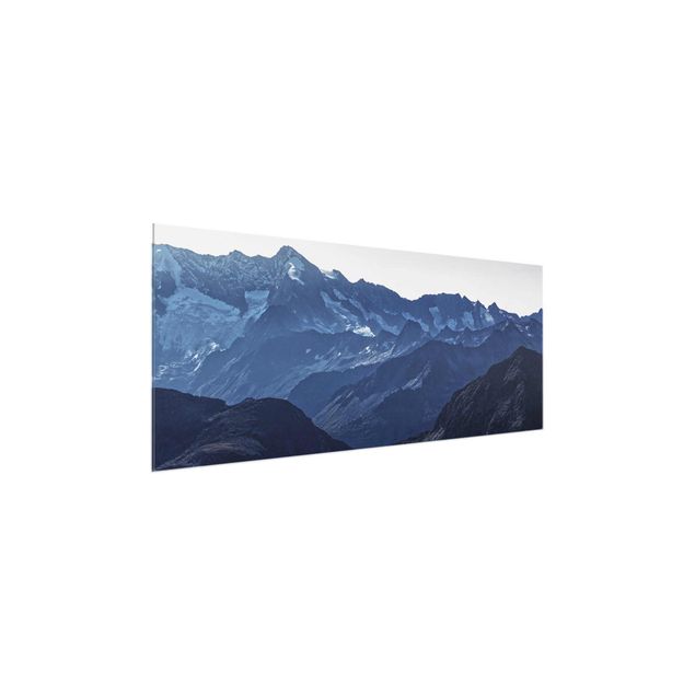 Quadro in vetro - Vista panoramica di montagne blu
