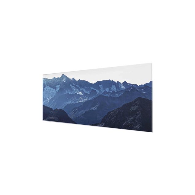 Quadro in vetro - Vista panoramica di montagne blu