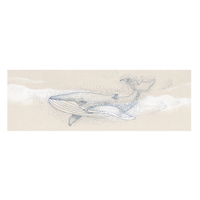 Quadro su tela naturale - Balenottera azzurra puntinata - Panorama 3:1