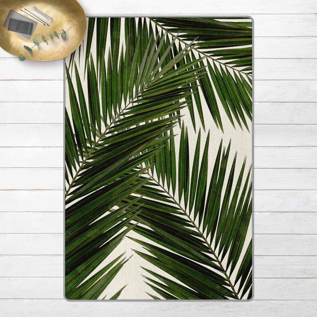 Tappeti floreali moderni Scorcio tra foglie di palme verdi