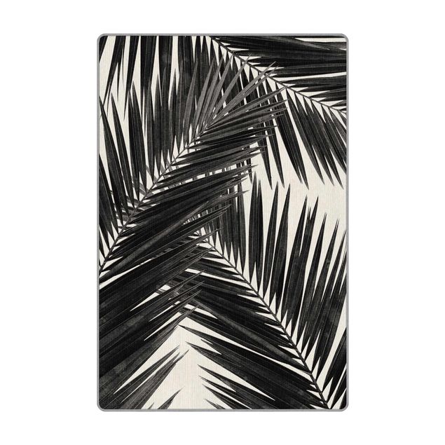 Tappeti lavabili in lavatrice Scorcio tra foglie di palme in bianco e nero