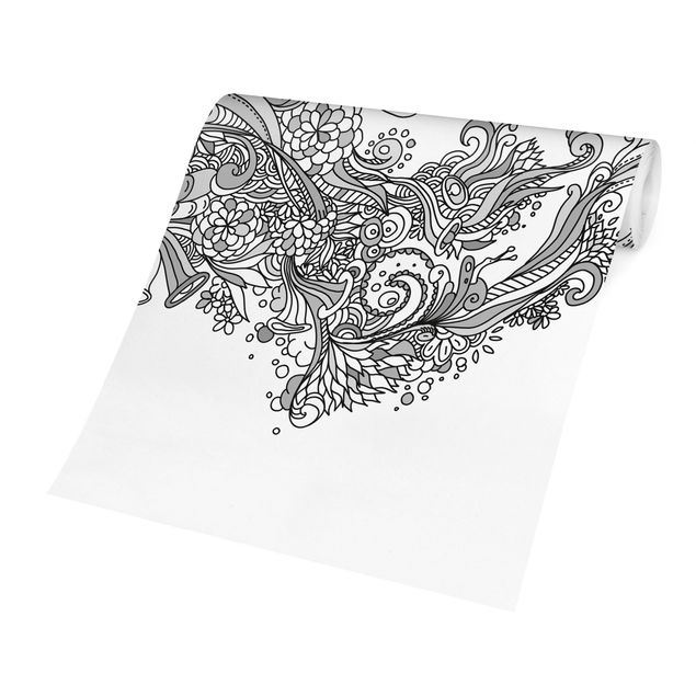 Carta da parati - Esaltazione floreale in bianco e nero