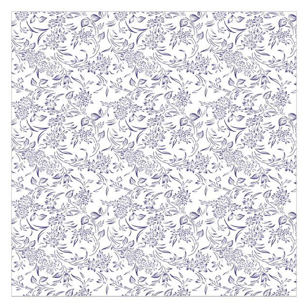 Carta da parati - Floral Pattern with blue Tendrils