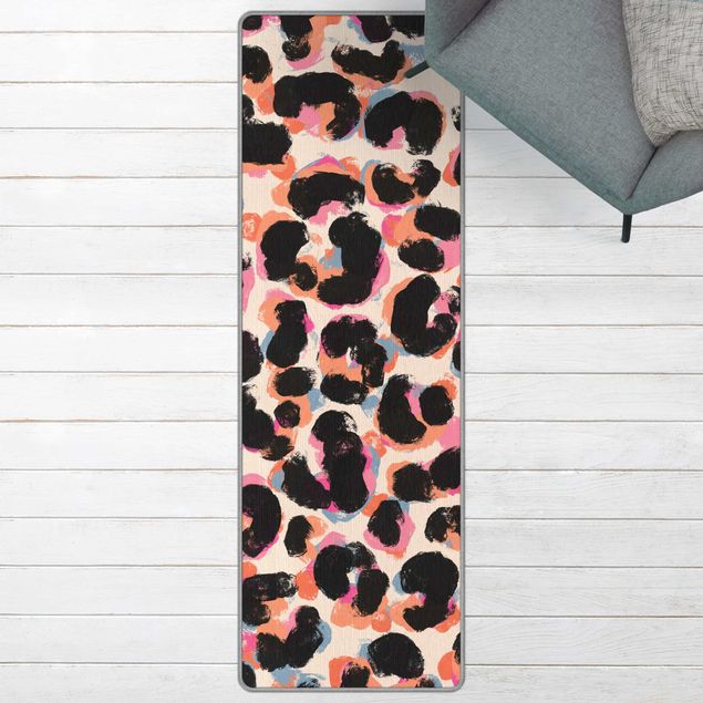 Tappeti moderni soggiorno Motivo leopardato color caramello