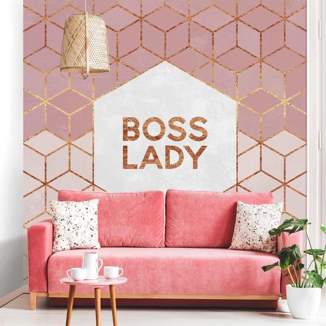 Carta da parati - Boss Lady su esagoni rosa