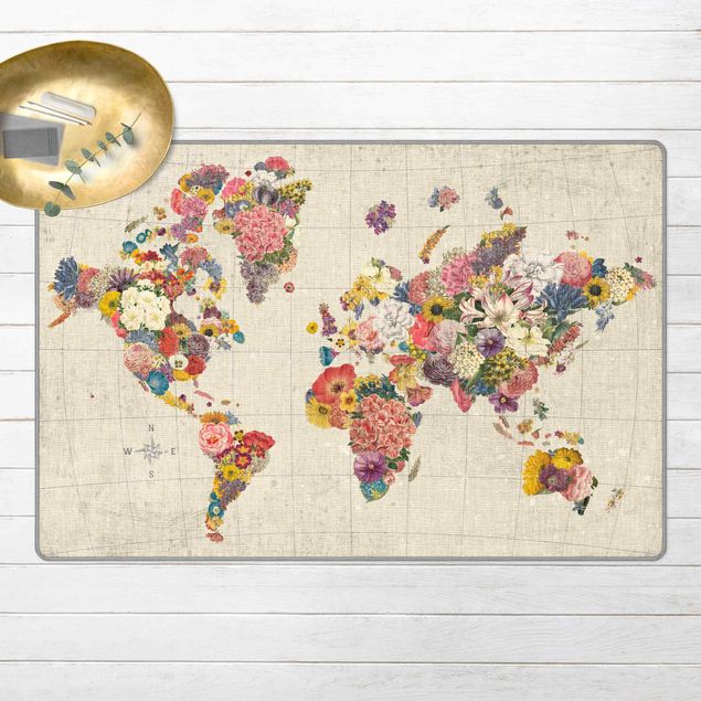 Tappeti floreali Mappa del mondo botanico