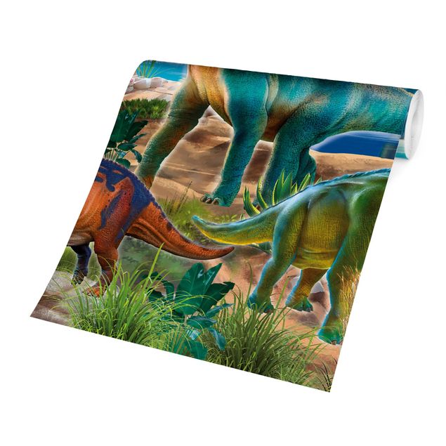 Carta da parati - Brachiosauro e Triceratopo