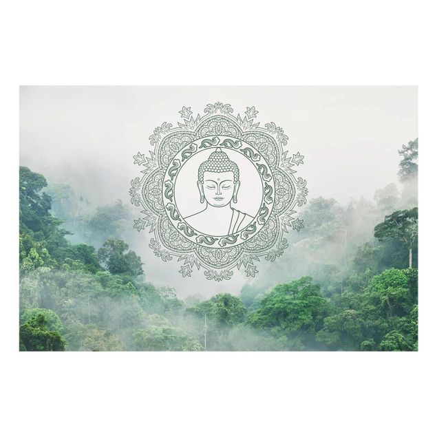 Quadro in vetro - Buddha Mandala nella nebbia