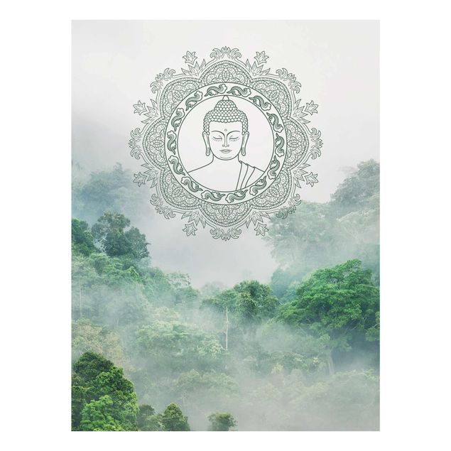 Quadro in vetro - Buddha Mandala nella nebbia