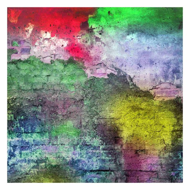 Carta da parati - Colourful sprayed brick wall