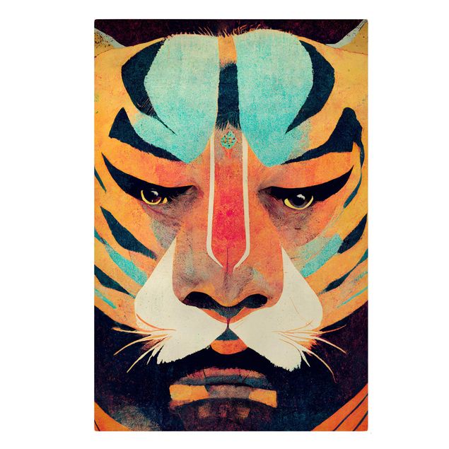 Quadri moderni per soggiorno Illustrazione di tigre colorata