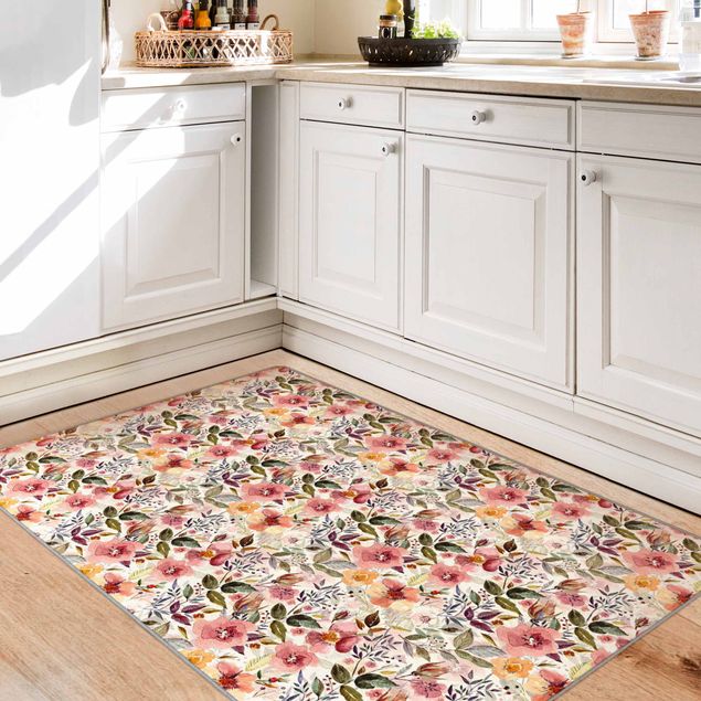 tappeti lavabili Mix di fiori colorati con acquerello