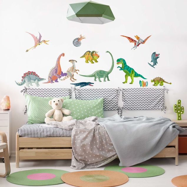 Adesivo murale - Set di dinosauro colorato