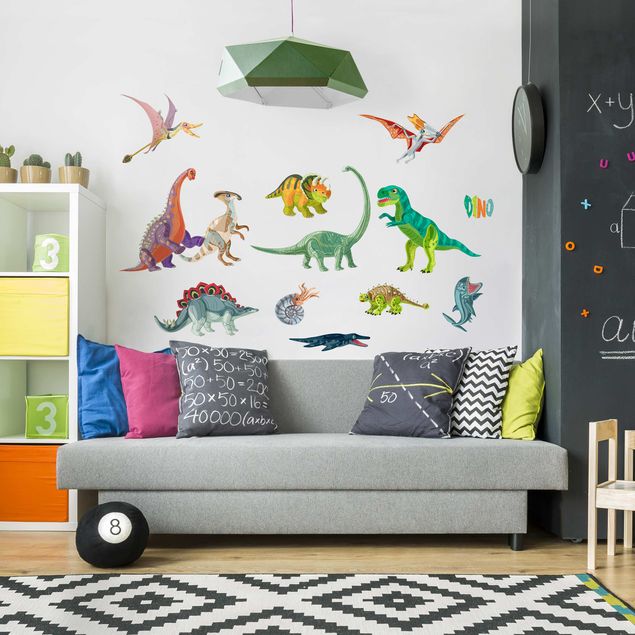 Adesivo murale - Set di dinosauro colorato