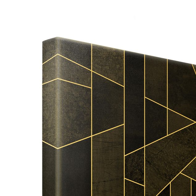 Quadro su tela oro - Geometria in acquerello bianco e nero