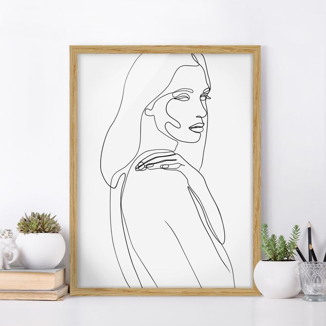 Poster con cornice - Spalla di Line Art Woman Bianco e nero - Verticale 4:3