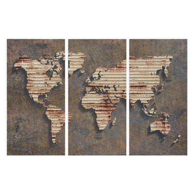 Stampa su tela 3 parti - Stainless World Map - Verticale 2:1