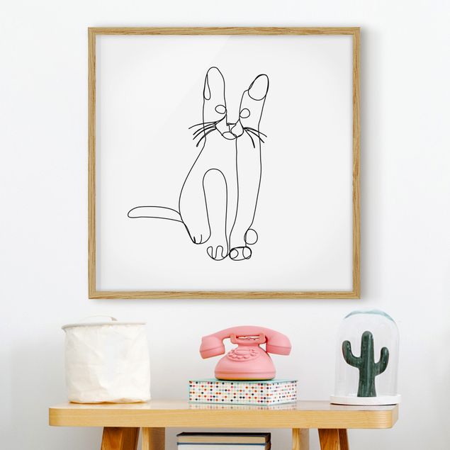 Poster con cornice - Cat Line Art - Quadrato 1:1