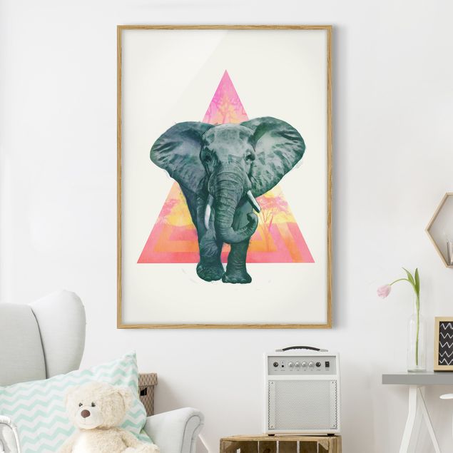 stampe animali Illustrazione - Elefante fronte triangolo pittura