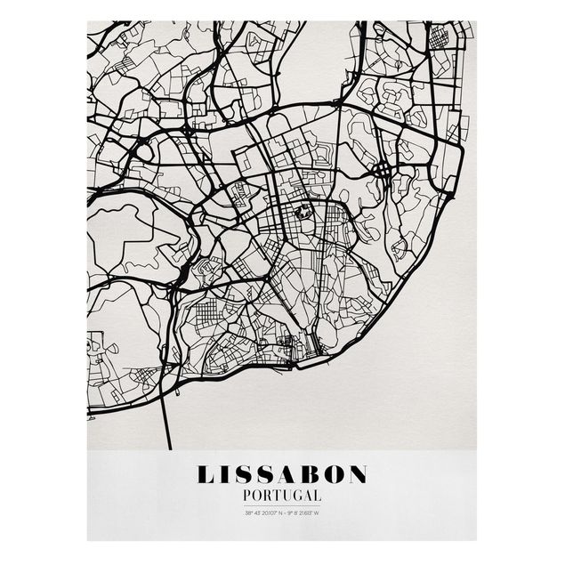 Stampa su tela Mappa di Lisbona - Classica