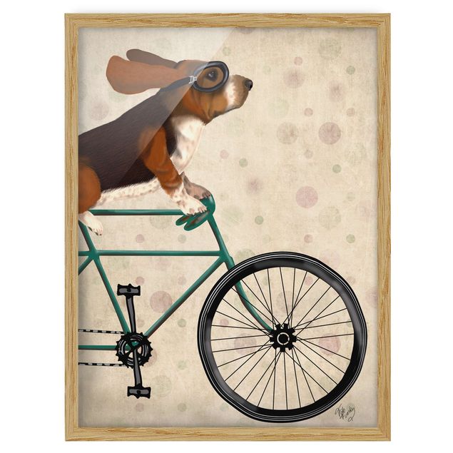Poster con cornice - Ciclismo - Basset In Bicicletta - Verticale 4:3