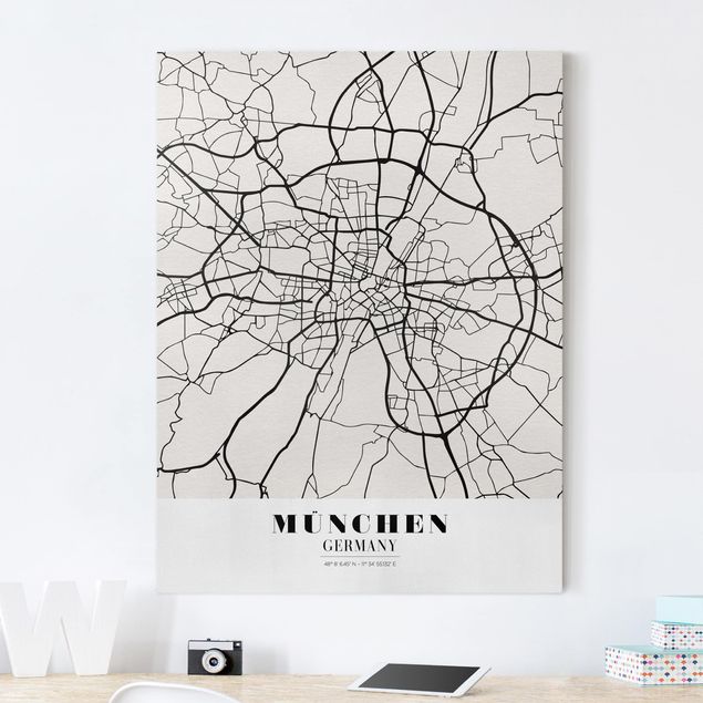Tele bianco e nero Mappa di Monaco di Baviera - Classica