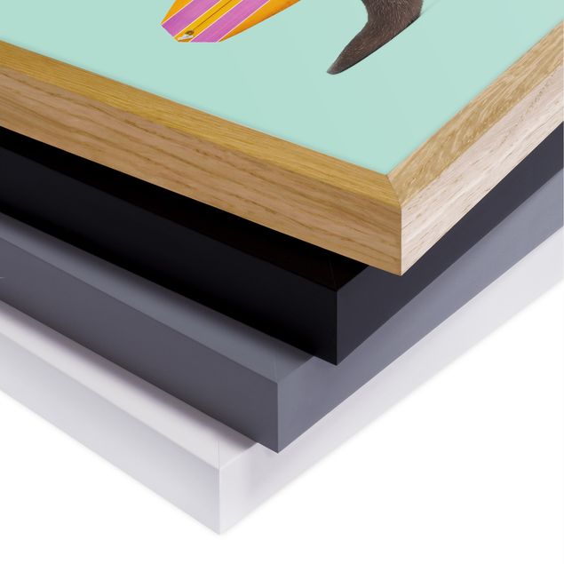 Poster con cornice - Lontra con il surf - Quadrato 1:1