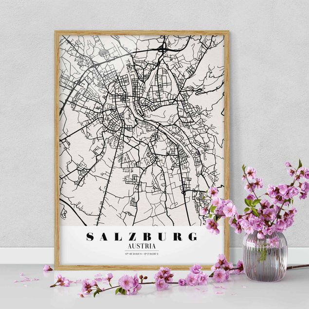 Poster con cornice - Salzburg City Map - Classic - Verticale 4:3