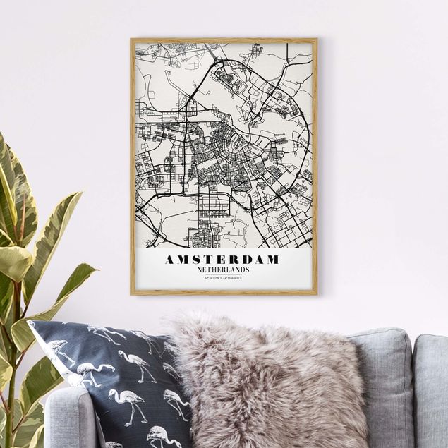 Poster con cornice - Amsterdam City Map - Classic - Verticale 4:3