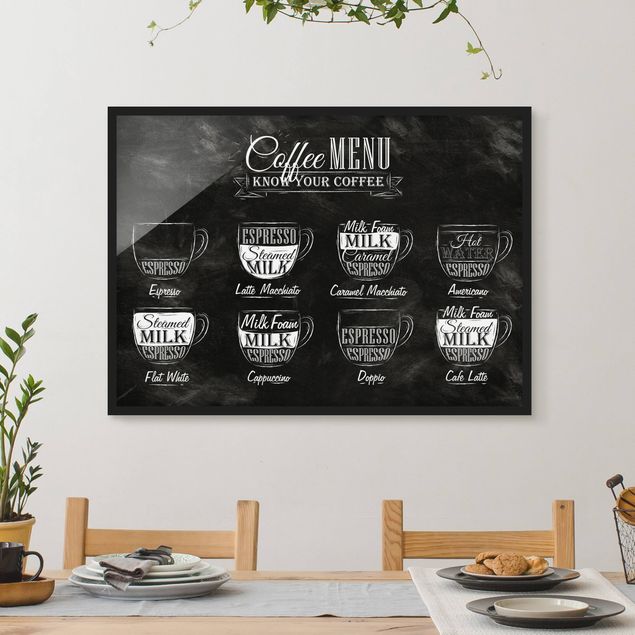 Poster con cornice - Coffees Chalkboard - Orizzontale 3:4