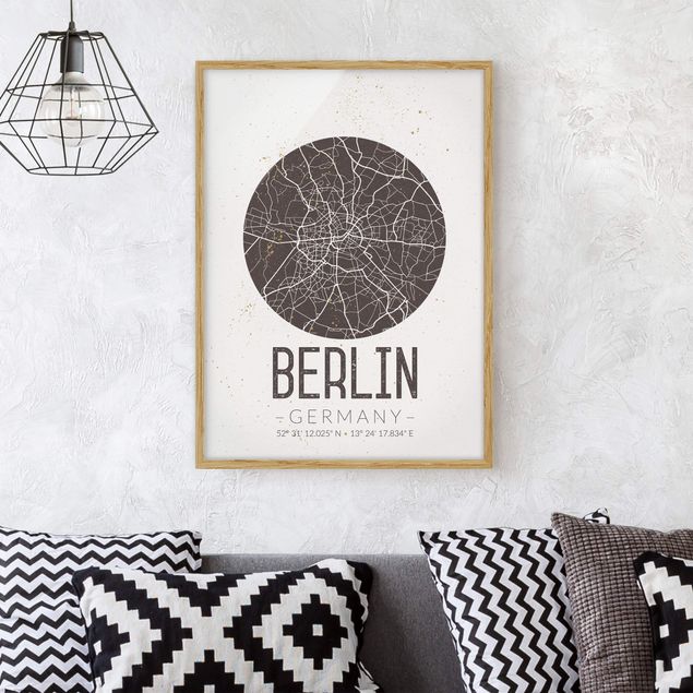Poster con cornice - Berlin City Map - Retro - Verticale 4:3
