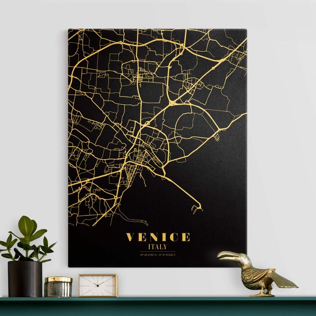 Tele oro Mappa di Venezia - Nero classico