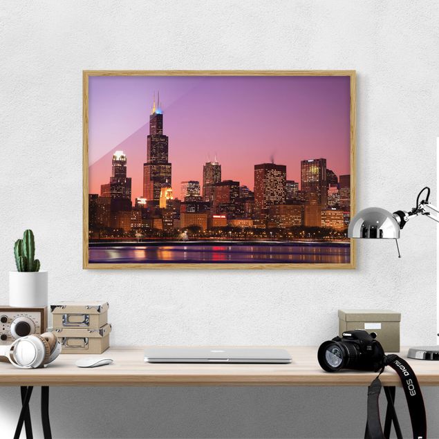 Poster con cornice - Chicago Skyline - Orizzontale 3:4