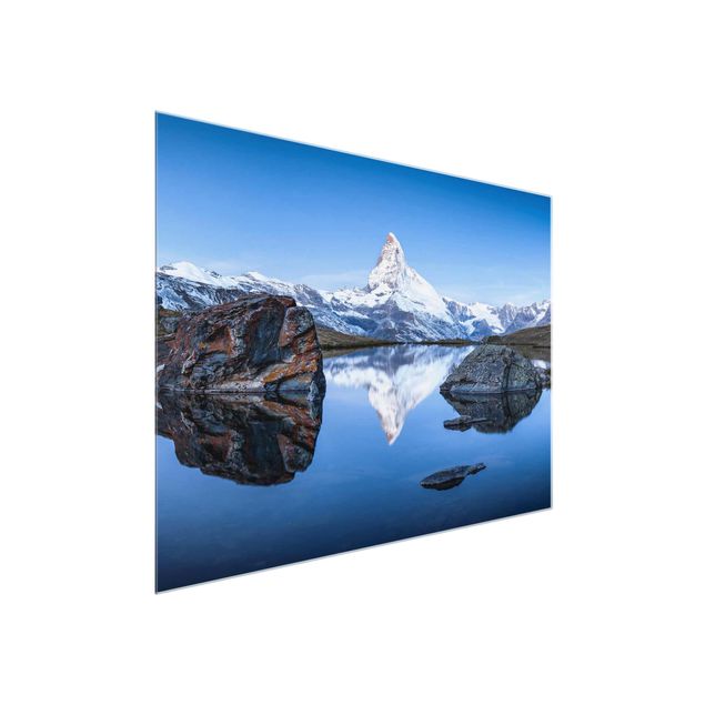 Quadro in vetro - Lago Stellisee di fronte al Monte Cervino