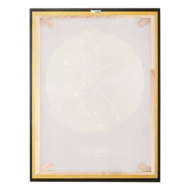 Quadro su tela oro - Segno zodiacale Vergine in grigio e oro