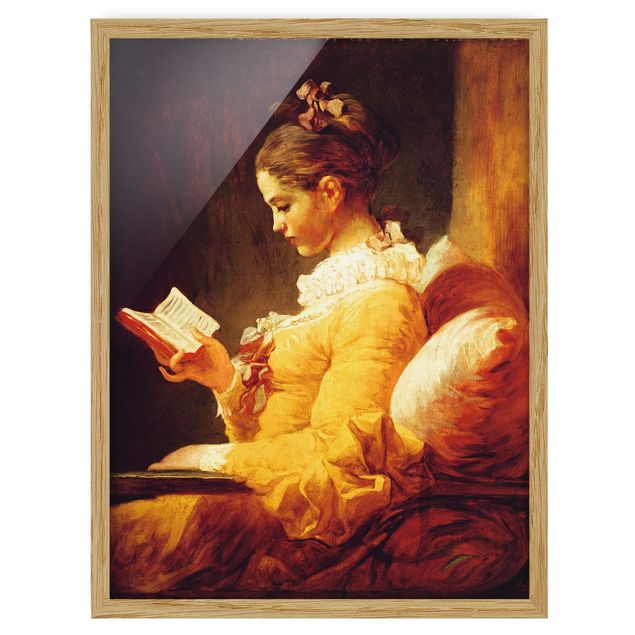 Poster con cornice - Jean Honoré Fragonard - Young Girl Reading - Verticale 4:3