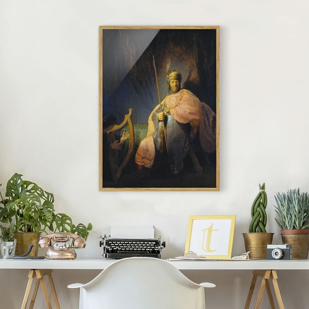 Poster con cornice - Rembrandt Van Rijn - David Playing The Harp To Saul - Verticale 4:3