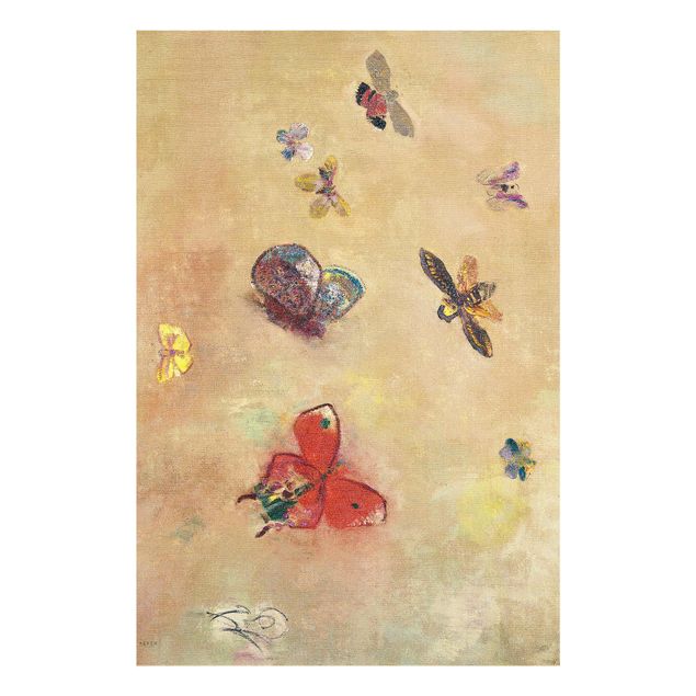 Quadro in vetro - Odilon Redon - farfalle colorate - Verticale 3:2