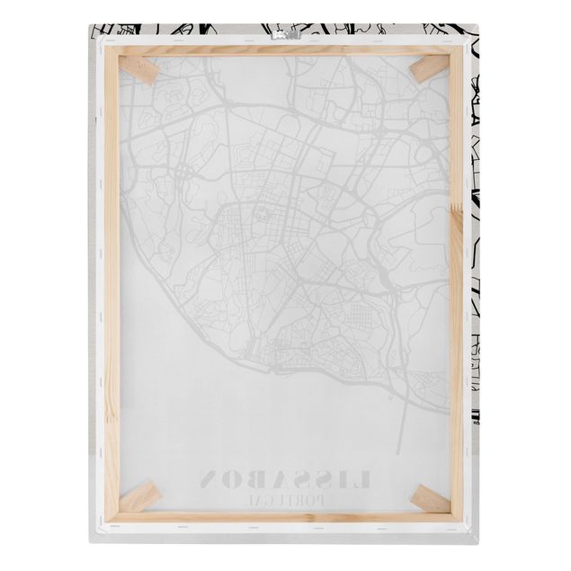 Stampa su tela - Lisbon City Map - Classic - Verticale 3:4
