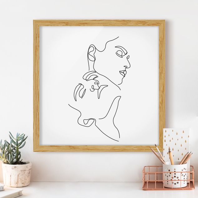 Poster con cornice - Line Art Women Faces Bianco - Quadrato 1:1