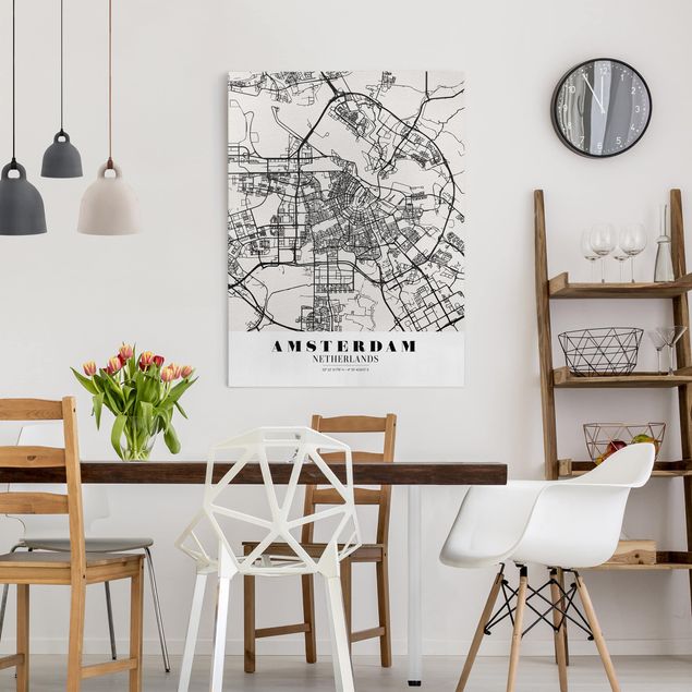 Tele con scritte Mappa della città di Amsterdam - Classica
