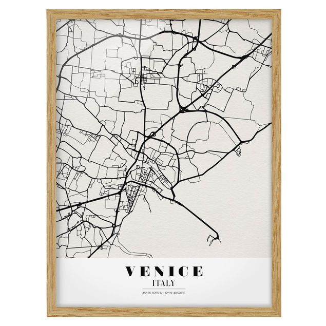 Poster con cornice - Venice City Map - Classic - Verticale 4:3