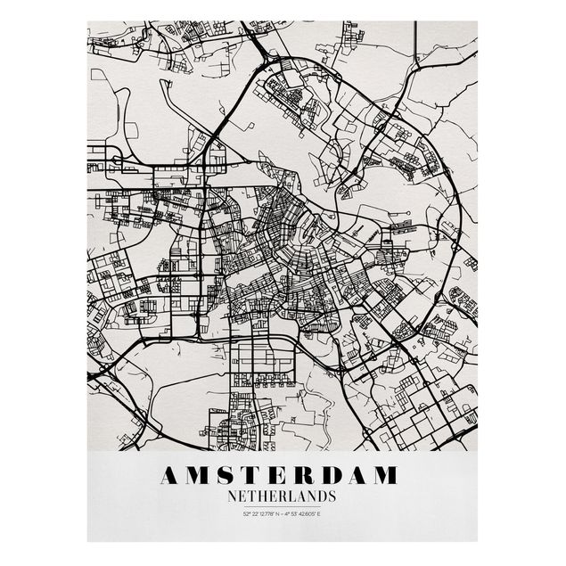 Quadri su tela Mappa della città di Amsterdam - Classica
