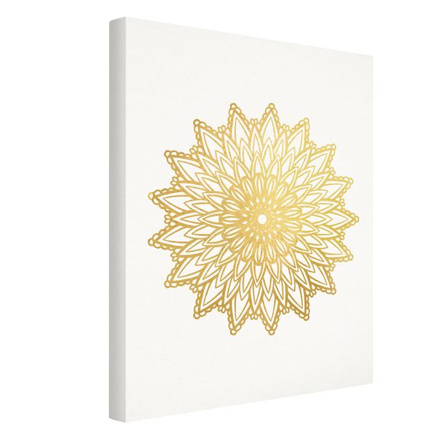 Stampa su tela - Mandala Sun Illustrazione oro bianco - Verticale 4:3