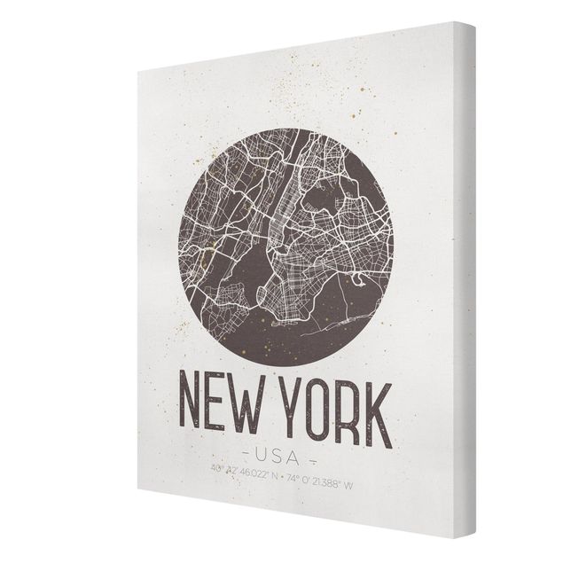 Stampa su tela - New York City Map - Retro - Verticale 3:4
