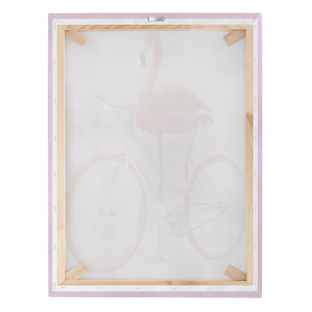 Stampa su tela - Flamingo con la bicicletta - Verticale 4:3