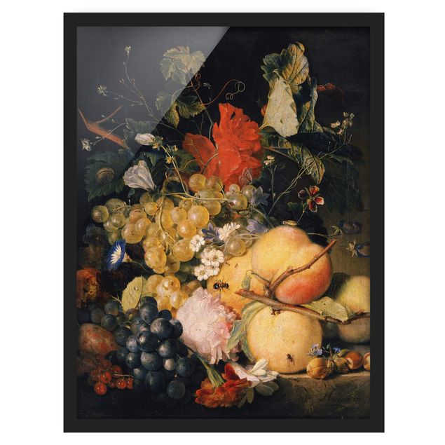 Poster con cornice - Jan Van Huysum - Fruits, Flowers And Insects - Verticale 4:3