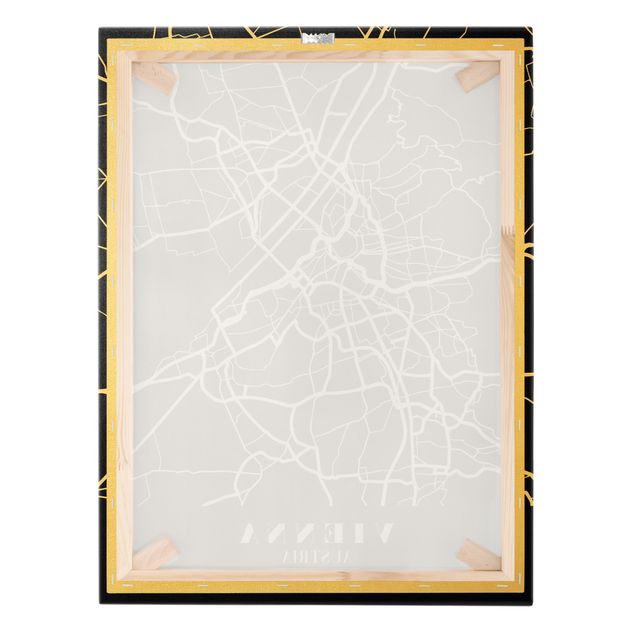 Quadro su tela oro - Pianta della città Vienna - Classico nero